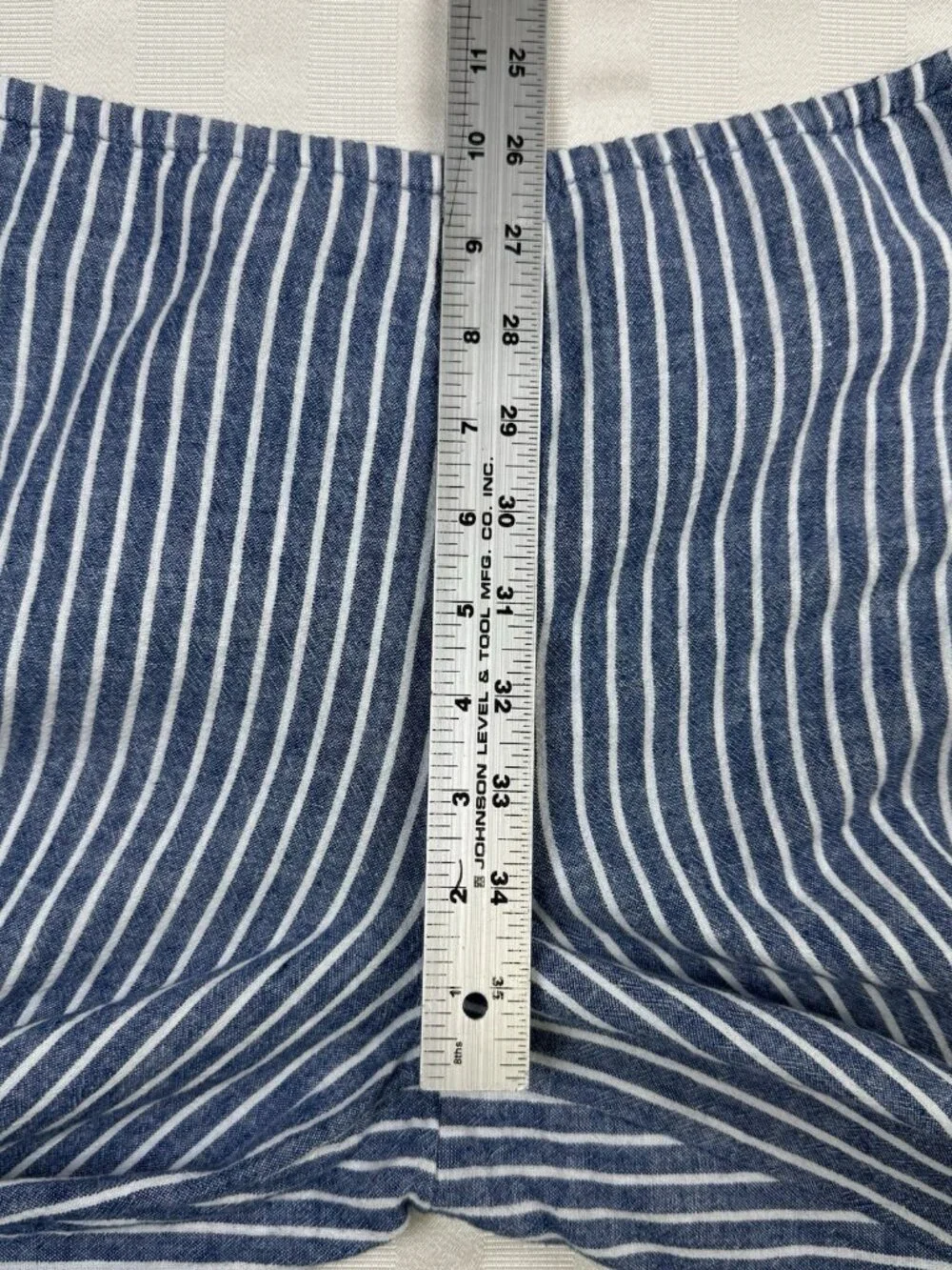 Beach Lunch Lounge Pants Sz Extra Small Linen Blend Striped Blue White Tie Waist - Picture 8 of 14